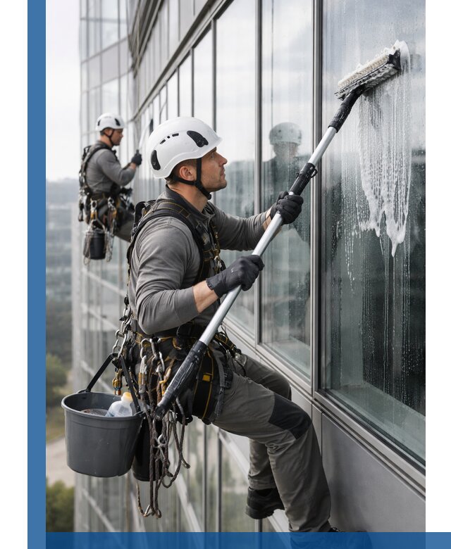 Высотная мойка сплошного остекления с выездом в Барнауле