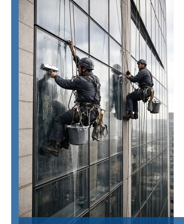 Профессиональная мойка стеклянных фасадов зданий в Барнауле