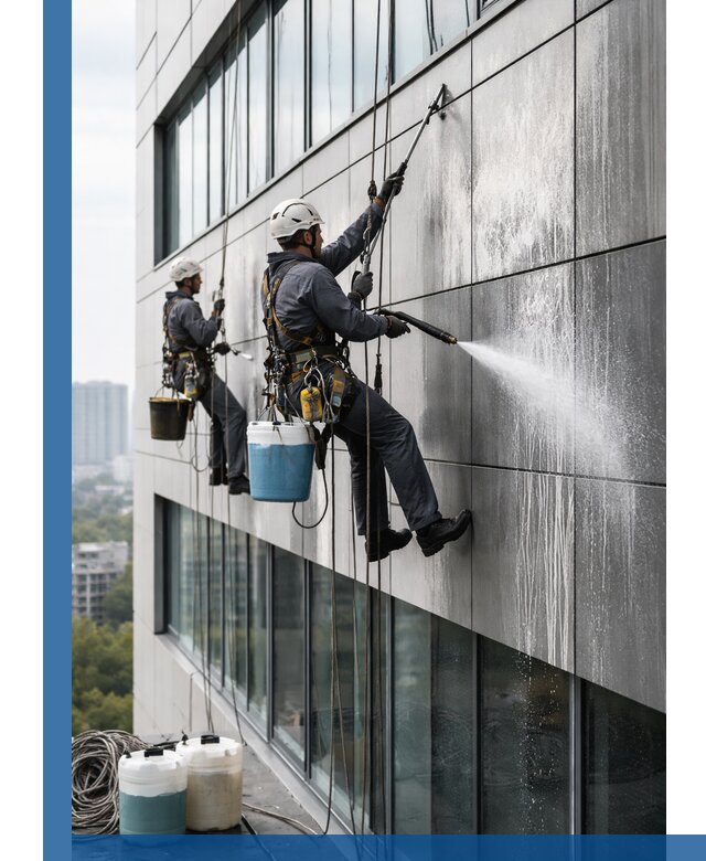 Профессиональная мойка вентилируемых фасадов в Барнауле