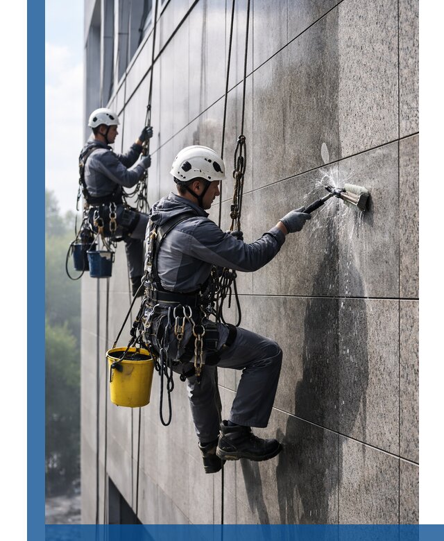 Профессиональная мойка фасада из керамогранита в Барнауле