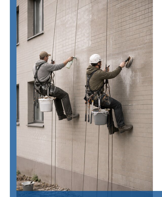 Удаление высолов с фасада зданий в Барнауле без повреждений и следов