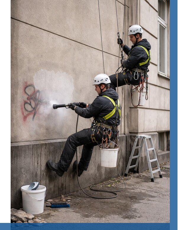 Удаление граффити с фасада в Барнауле от 4552 р. | ВЫСОТНИК-Брн