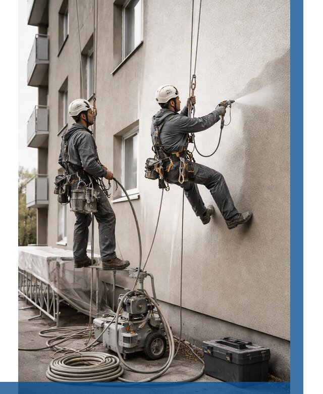 Безвоздушная покраска фасада в Барнауле от 223 р/м² | ВЫСОТНИК-Брн