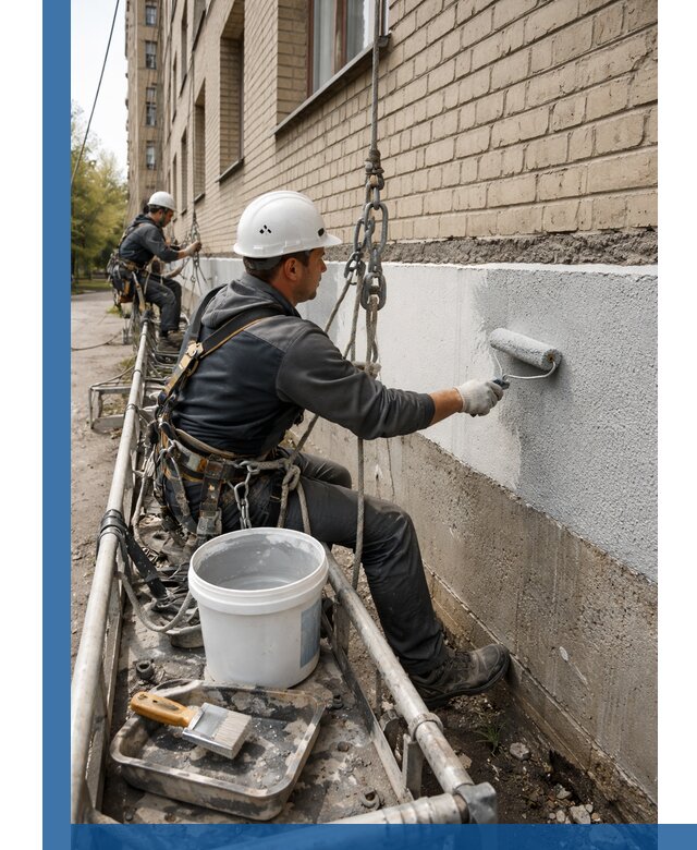 Окраска цоколя здания в Барнауле профессионально и надежно