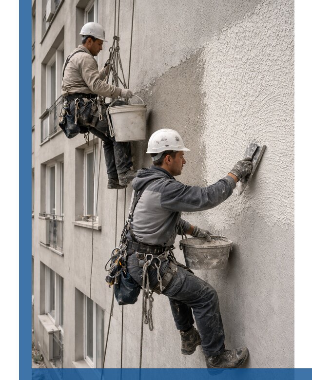 Нанесение декоративной штукатурки короед на фасад в Барнауле