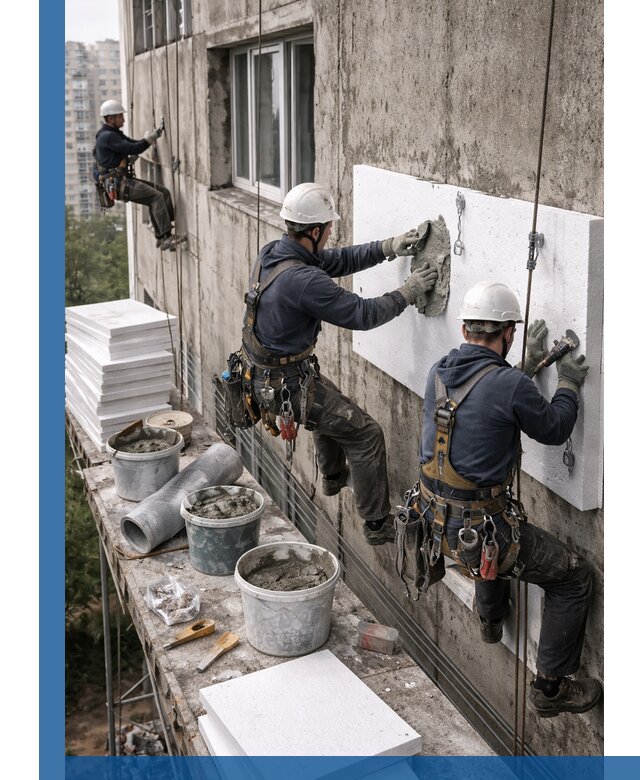 Утепление фасада пенополистиролом в Барнауле под ключ