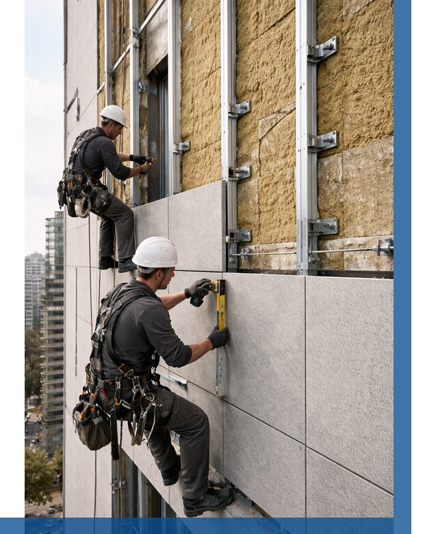 Монтаж вентилируемого фасада в Барнауле от 3541 р. | ВЫСОТНИК-Брн