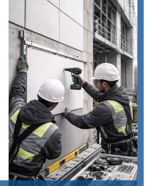 Монтаж композитных панелей фасада в Барнауле от 2529 р. | ВЫСОТНИК-Брн