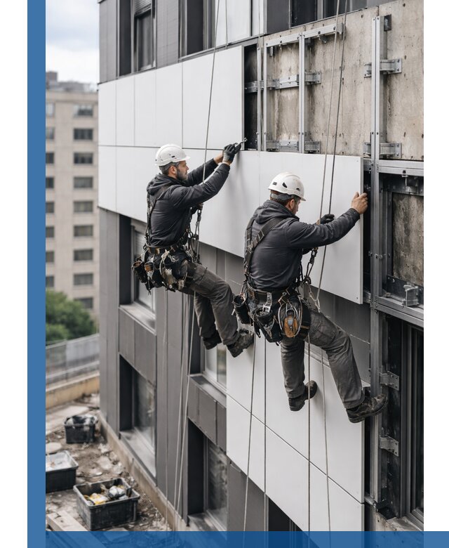 Монтаж композитных панелей фасада в Барнауле под ключ