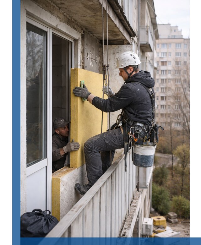 Профессиональное утепление балкона снаружи в Барнауле под ключ