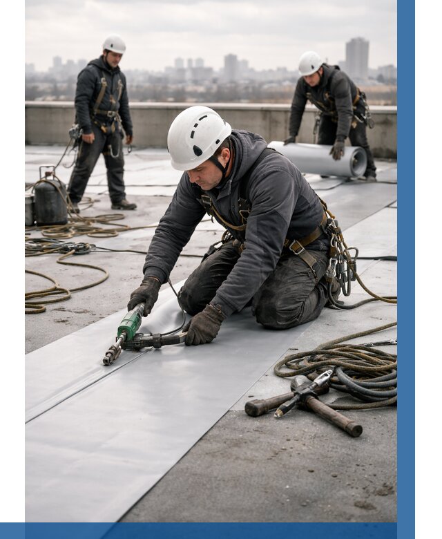 Ремонт мембранной кровли в Барнауле от 1821 р./м2 | ВЫСОТНИК-Брн