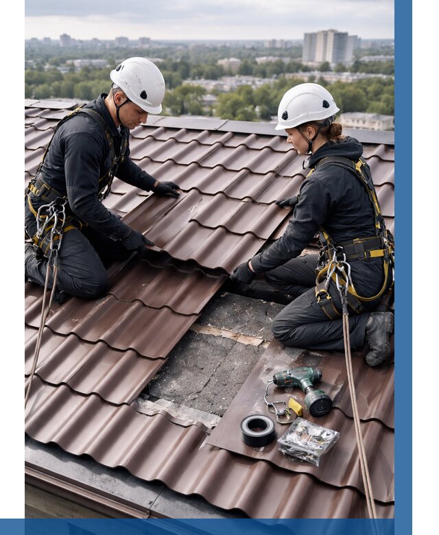 Ремонт металлочерепицы на крыше в Барнауле от 910 р. | ВЫСОТНИК-Брн