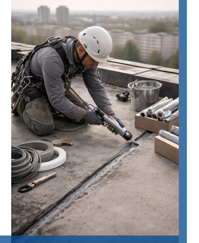 Герметизация швов кровли в Барнауле от 455 р./м2 | ВЫСОТНИК-Брн