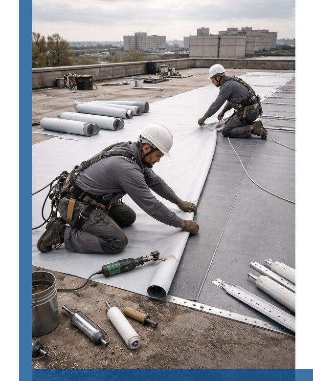 Монтаж мембранной кровли в Барнауле для промышленных зданий