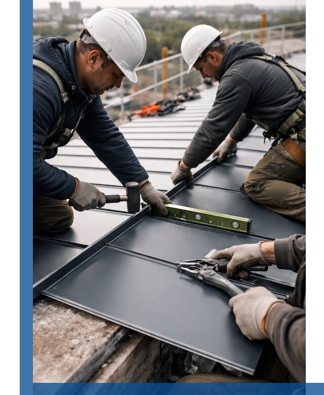 Монтаж фальцевой кровли в Барнауле для промышленных зданий