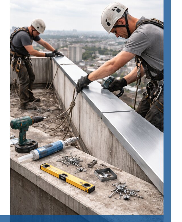 Монтаж парапетных крышек в Барнауле от 809 р. | ВЫСОТНИК-Брн