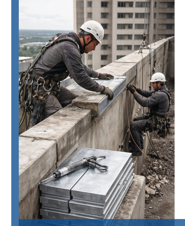 Замена парапетных крышек и установка новых в Барнауле