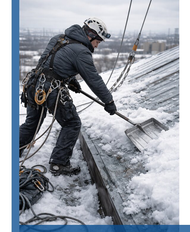 Профессиональная очистка кровли от снега и наледи в Барнауле