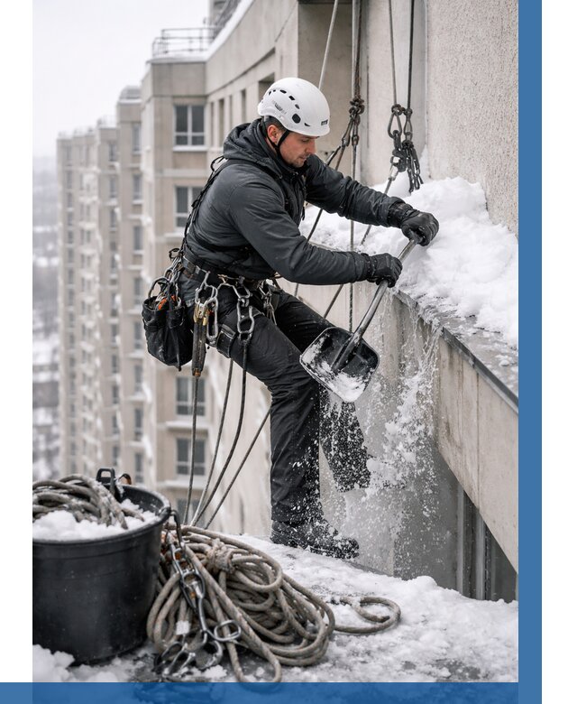 Очистка карнизов от снега в Барнауле от 303 р. | ВЫСОТНИК-Брн