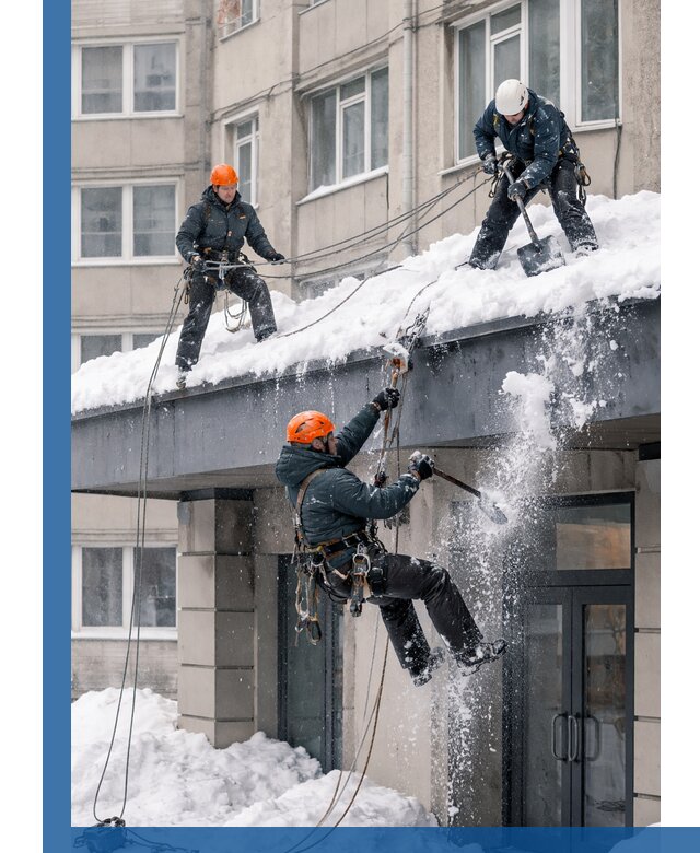 Безопасная очистка навесов от снега в Барнауле круглогодично