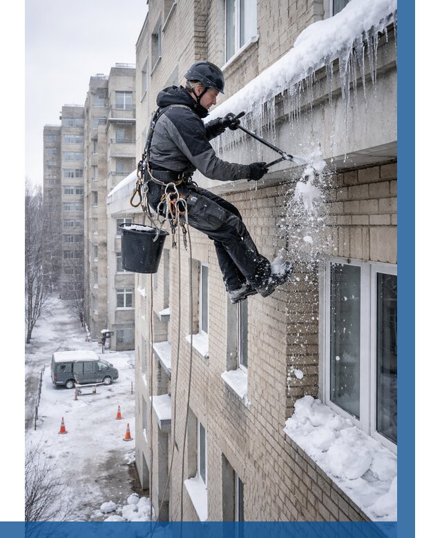 Удаление наледи с карнизов в Барнауле от 354 р. | ВЫСОТНИК-Брн