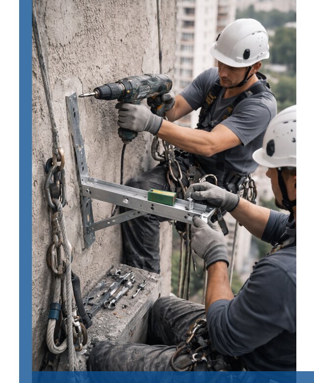 Установка кронштейнов кондиционера и крепежа в Барнауле