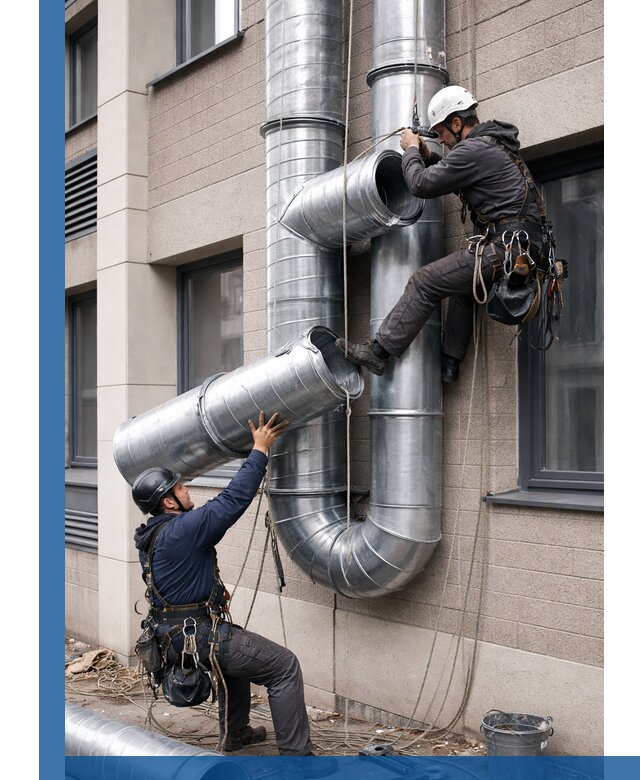 Монтаж фасадных воздуховодов в Барнауле с герметизацией и крепежом