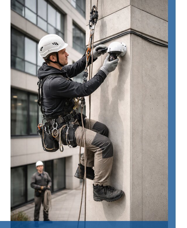 Монтаж камер видеонаблюдения на фасаде в Барнауле от 8599 р.-ВЫСОТНИК-Брн