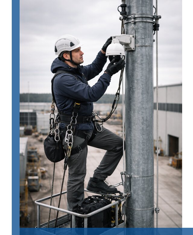 Профессиональная установка видеокамер на мачте в Барнауле