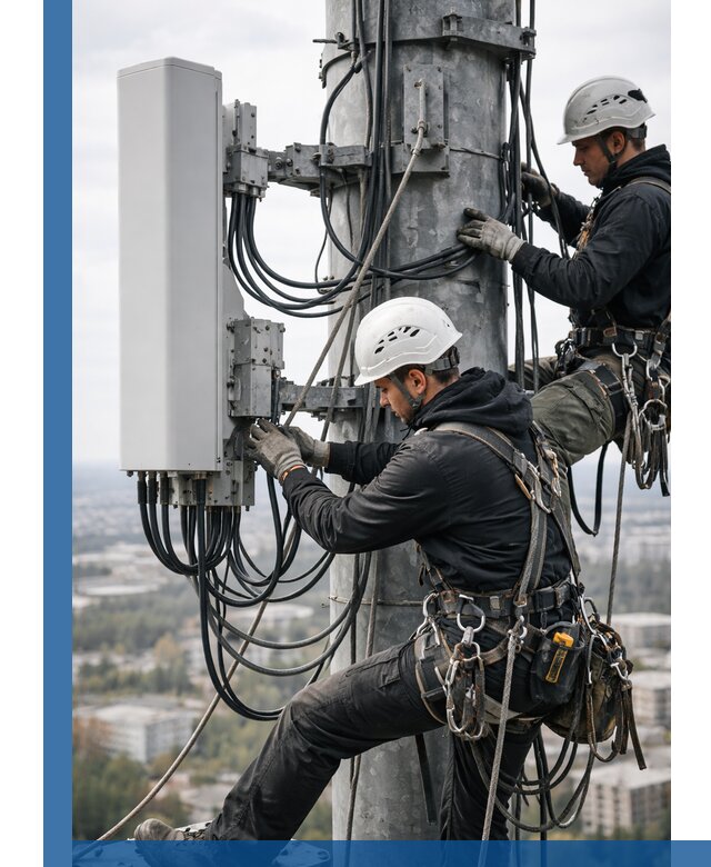 Монтаж оборудования связи на мачте в Барнауле с пусконаладкой