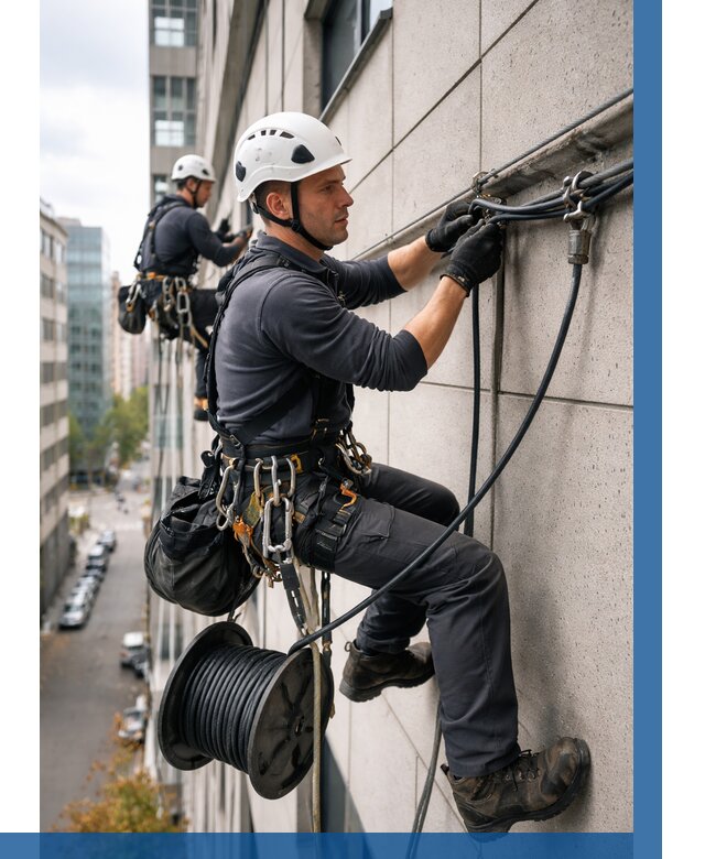 Прокладка кабеля по фасаду в Барнауле от 354 р. | ВЫСОТНИК-Брн