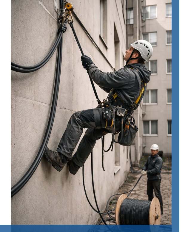 Протяжка кабеля питания на высоте в Барнауле от 455 р. | ВЫСОТНИК-Брн