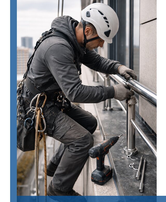 Монтаж ограждений на высоте в Барнауле для зданий и конструкций