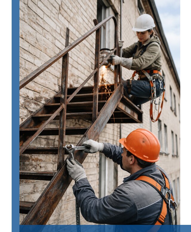 Ремонт и восстановление пожарных лестниц с выездом в Барнауле