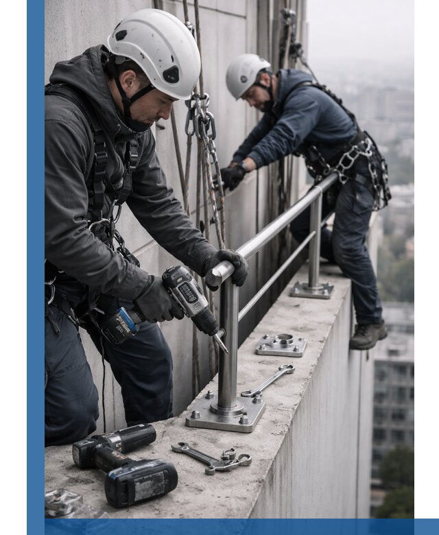 Монтаж перил на высоте в Барнауле для жилых и промобъектов