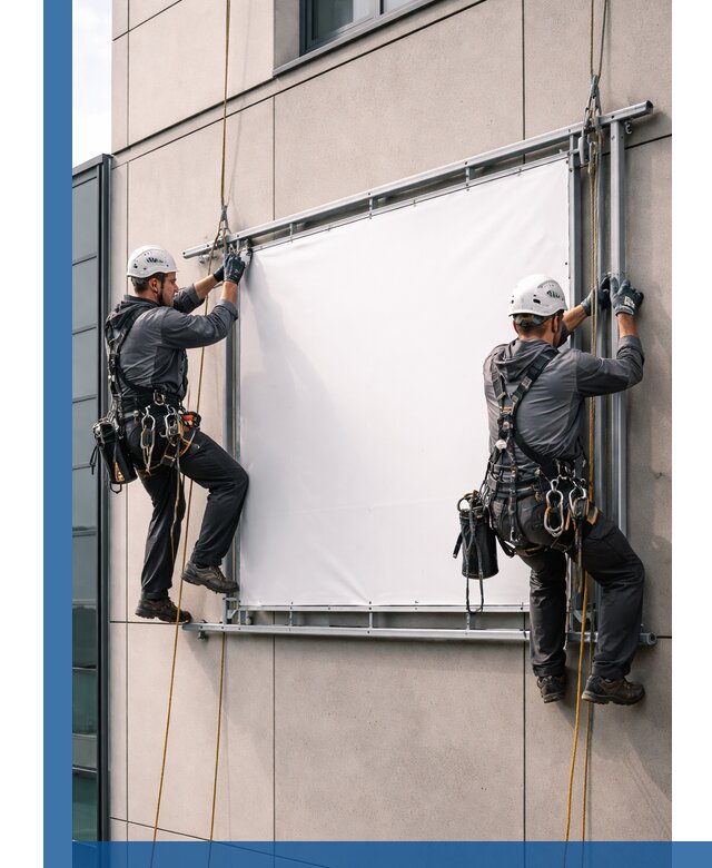 Монтаж наружной рекламной вывески в Барнауле под ключ