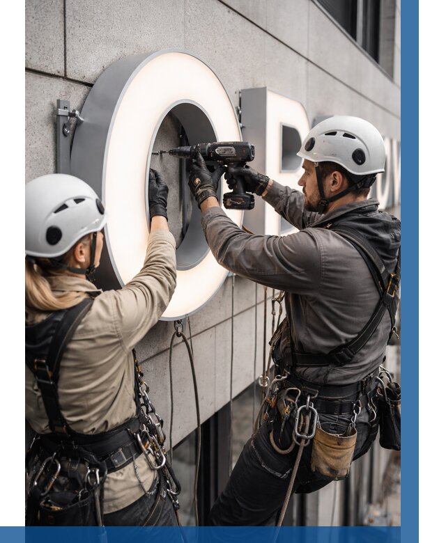 Монтаж световых букв в Барнауле от 3035 р. под ключ ВЫСОТНИК-Брн