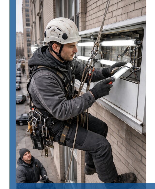 Профессиональная замена ламп в наружной вывеске в Барнауле