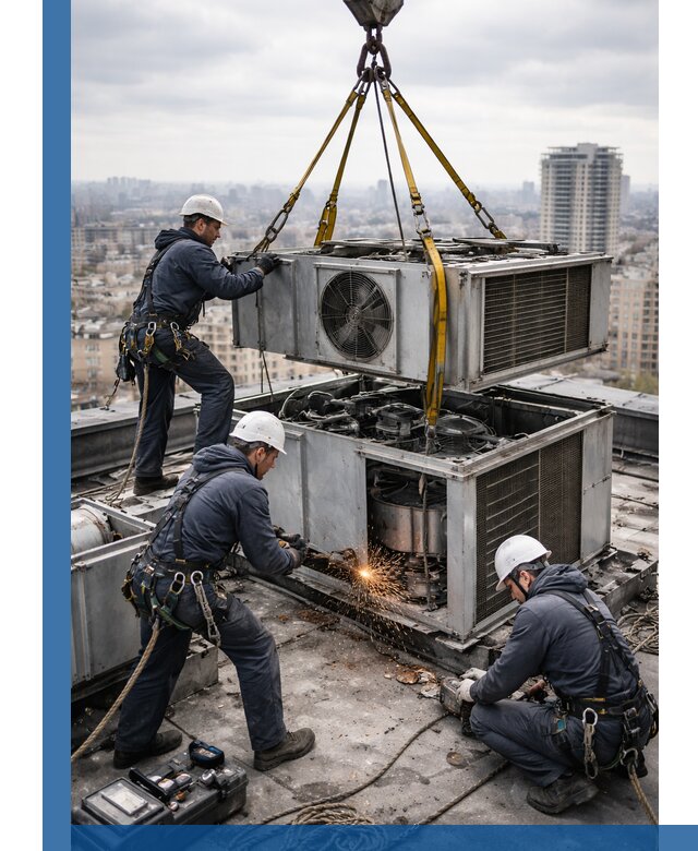 Демонтаж крышной установки в Барнауле любой сложности