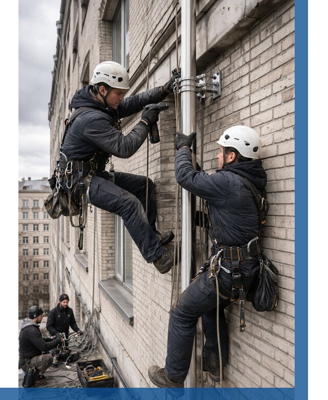 Монтаж флагштока на здании в Барнауле от 6575 р. | ВЫСОТНИК-Брн