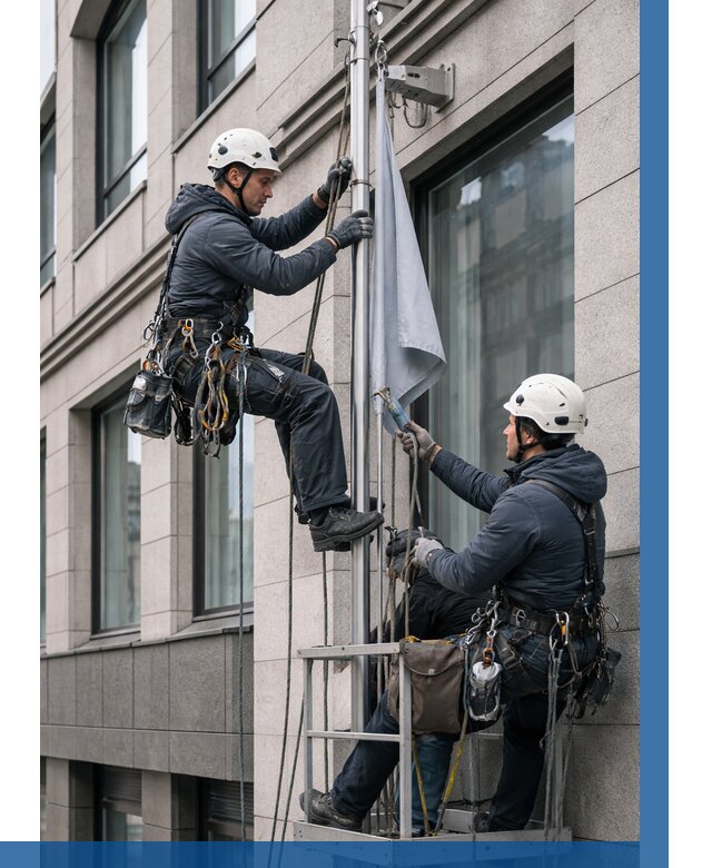 Установка флагов на фасаде в Барнауле от 4552 р. | ВЫСОТНИК-Брн