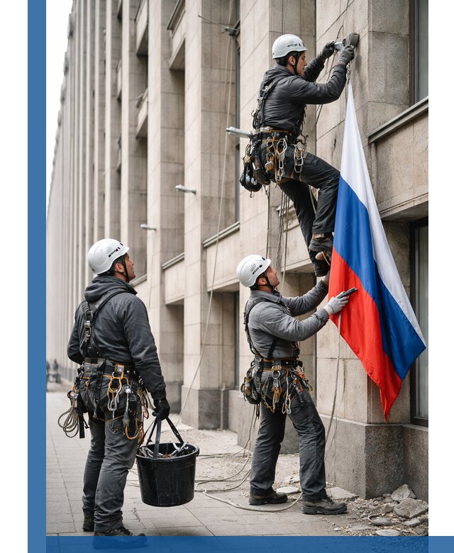 Профессиональная установка флагов на фасаде в Барнауле