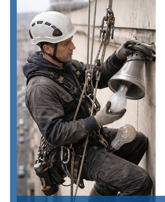 Замена ламп на высоте в Барнауле профессионально и быстро