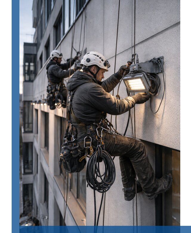 Монтаж фасадного освещения в Барнауле установка и подключение