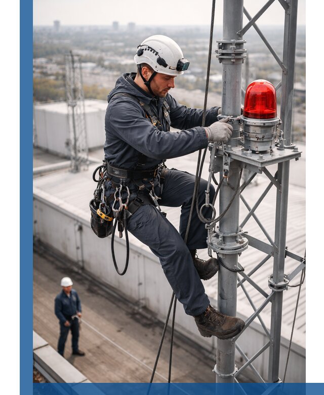 Монтаж заградительных огней и обслуживание объектов в Барнауле
