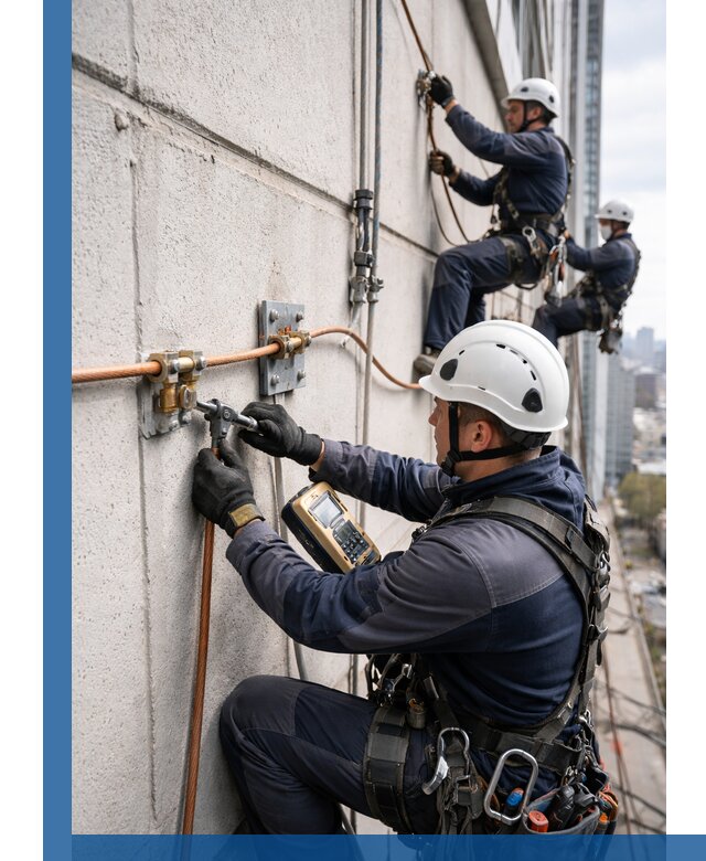 Монтаж системы заземления здания и молниезащиты в Барнауле