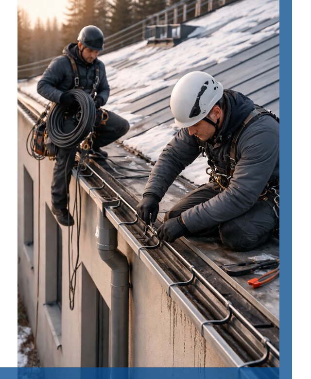 Монтаж греющего кабеля на кровле в Барнауле от 455 р. | ВЫСОТНИК-Брн