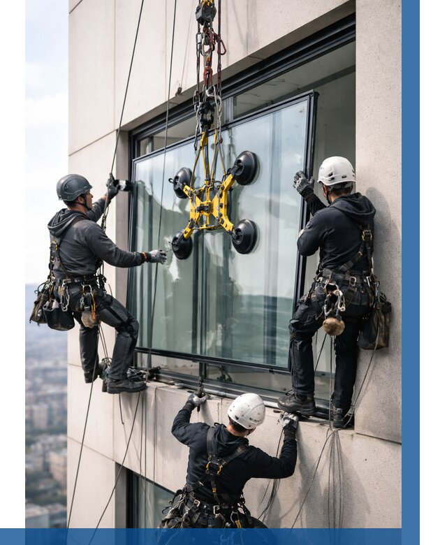 Монтаж стеклопакетов на высоте в Барнауле от 3237 р. | ВЫСОТНИК-Брн