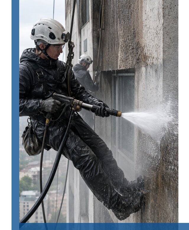 Гидроструйная очистка фасадов и конструкций в Барнауле