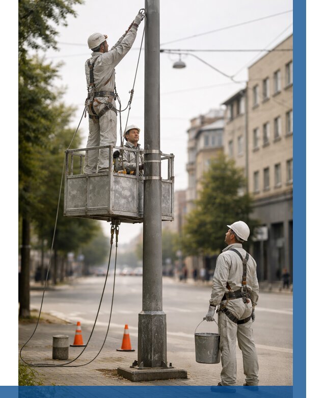 Покраска опор освещения в Барнауле от 5058 р. | ВЫСОТНИК-Брн